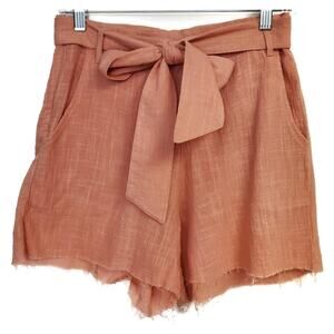 Rue Stiic Peach Rust Frayed Paperbag Shorts Boho Coastal Women's Size Small